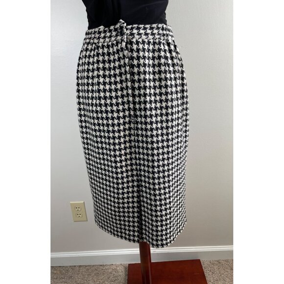 Sag Harbor Wool Blend Pencil Skirt Womens 10 Black/White Houndstooth Lined - Picture 2 of 9